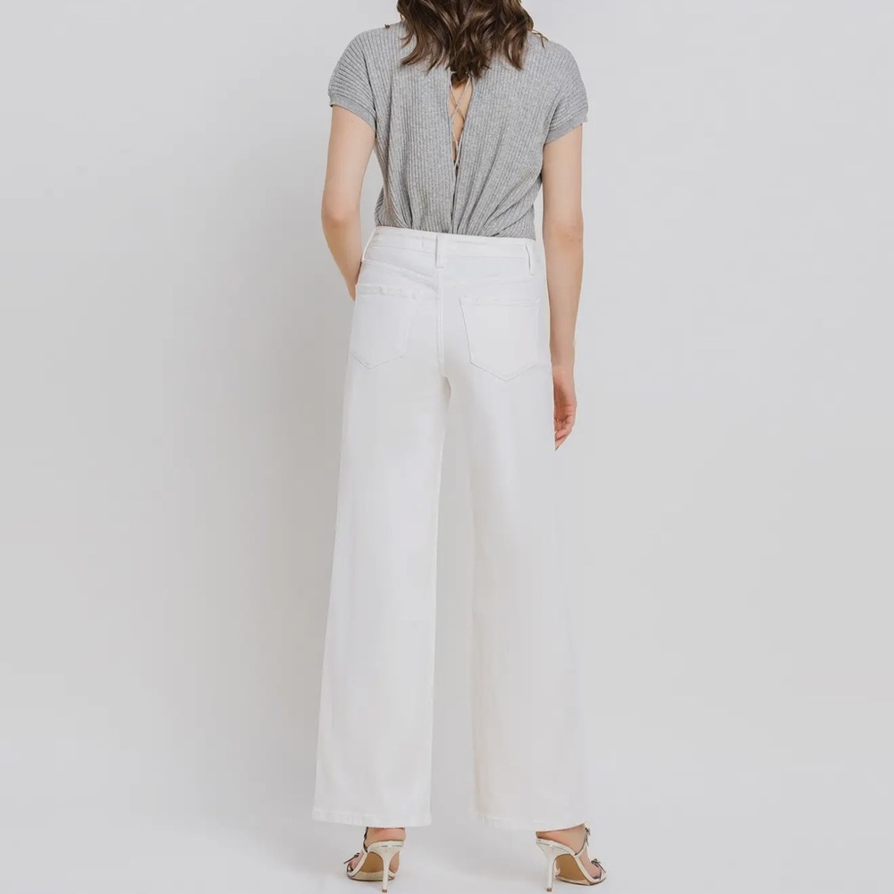 VERVET by FLYING MONKEY OPTIC WHITE HIGH RISE WIDE LEG JEANS - Picture 10 of 14